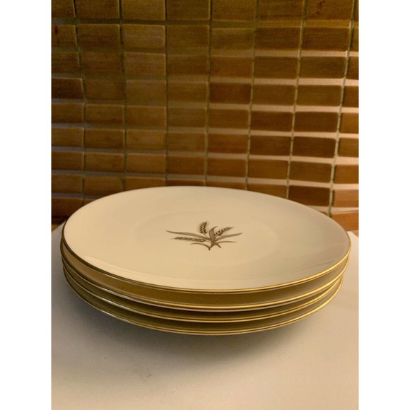 Vintage Lenox Harvest Wheat Lot of 4 Dinner Plates Gold Trim - Picture 3 of 11